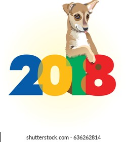 puppy; Year of the dog; 2018 new year; creative design for your greetings card, flyers, invitation, posters, brochure, banners, calendar