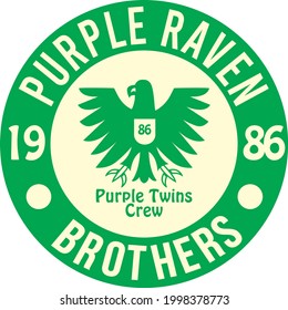 Puprle Raven Twins Crew Logo for t-shirt or hang tag vector