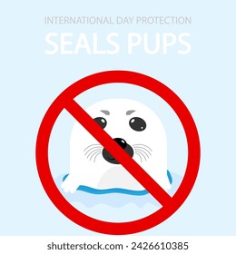Pups seal protection sign, vector art illustration.