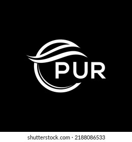 PUR letter logo design on black background. PUR creative circle logo. PUR initials  letter logo concept. PUR letter design.