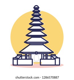 Pura Ulun Icon - Travel and Destination  with Outline Style