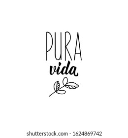 Pura vida. Lettering. Translation from Spanish - Pure life. Element for flyers, banner and posters. Modern calligraphy