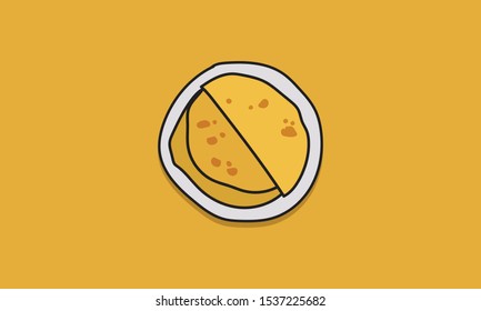 Puran Poli Indian Dish Vector Hand Drawn Sketch