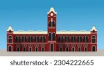 Puratchi Thalaivar Dr M G Ramachandran Central Railway Station Chennai, Madras Station Chennai Central Railway Station MAS Tamil Nadu India vector Illustration icons