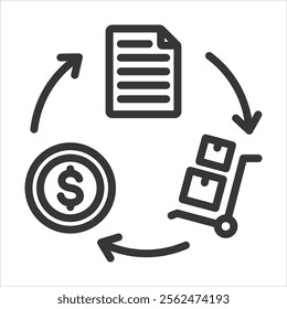 Purcashing Process Outline Icon Vector Illustration