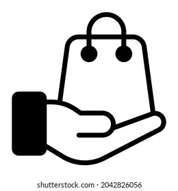 Purchase black filled line icon, Black Friday glyph style store or market shopping commerce, shop sale icon design.