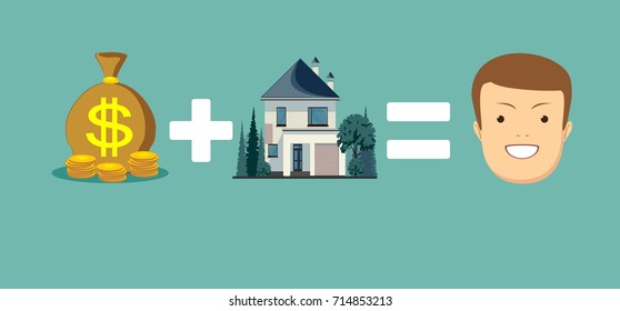 Purchase, buy a house, flat design template, vector illustration