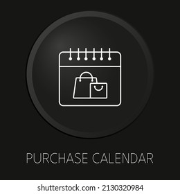 Kaufen Sie Kalender minimale Vektorsymbol auf 3D-Schaltfläche einzeln auf schwarzem Hintergrund. Premium-Vektorgrafik.