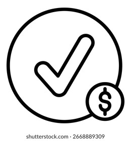 Vetor de Ilustração de Linha de Ícone de Compra Concluída