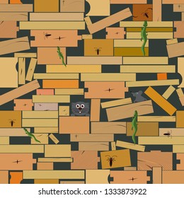 Purchase for construction. Vector illustration. A set of wooden straps for wood, an illustration of the industry of wood materials. Wood boards. Seamless