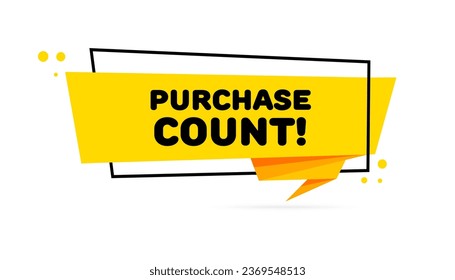 Purchase count sign. Flat, yellow, lightning-shaped sign, purchase count sign. Vector icon