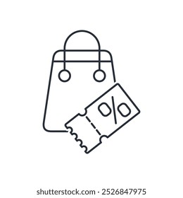  Purchase with a discount coupon. Special Offer Marketing Announcement. Seasonal, holiday sale.Vector illustration icon isolated on white background.
