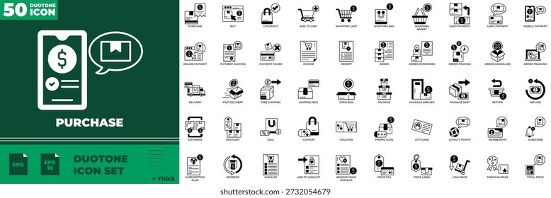 Conjunto de Ícones Editáveis Duotone de Compra