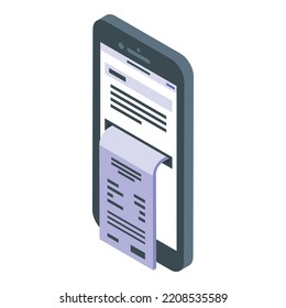 Purchase history smartphone icon. Isometric of Purchase history smartphone vector icon for web design isolated on white background