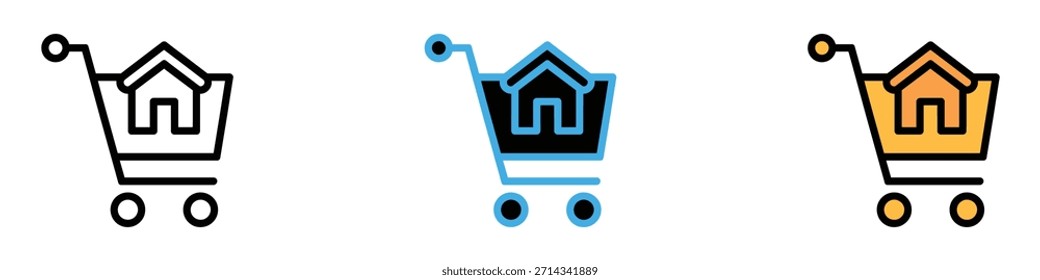 Vector del icono de la compra de la casa. compra de bienes raíces, símbolo de compra de la casa. Ilustración vectorial.