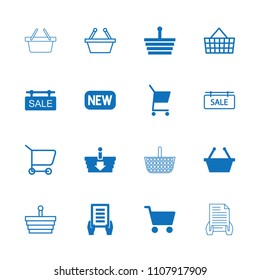 Purchase icon. collection of 16 purchase filled and outline icons such as holding document, shopping basket, sale tag. editable purchase icons for web and mobile.