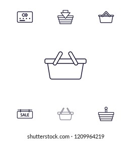 Purchase icon. collection of 7 purchase outline icons such as credit card, shopping basket, shopping bag. editable purchase icons for web and mobile.