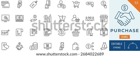 Purchase icon collection set. Editable stroke.