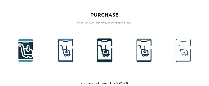 purchase icon in different style vector illustration. two colored and black purchase vector icons designed in filled, outline, line and stroke style can be used for web, mobile, ui