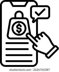 Ilustración vectorial de línea de ícono de compra