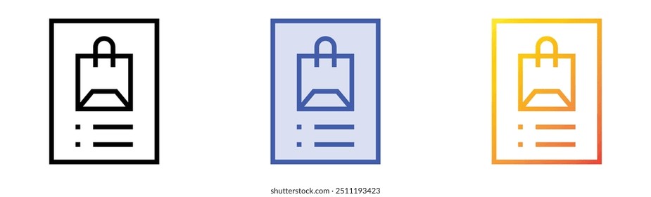 icono de compra. Lineal, relleno azul y diseño de estilo degradado aislado sobre fondo blanco