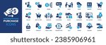 Purchase icon set. Containing buy, pay, order, shop, price, payment, product, spend, receipt and more. Solid vector icons collection.
