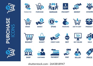 purchase icon set. Line art icons set, purchase icons. Included Basket, Shopping list, Shopping cart, Ticket, Gift voucher, Shopping basket, Coupon, Cards, Online shop, Card icons
