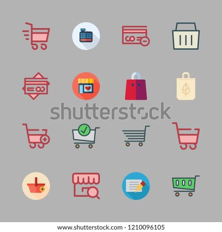 purchase icon set. vector set about store, cashier, card and shopping bag icons set.