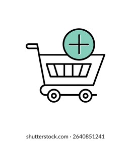 Purchase Icon – Shopping Cart with Outline Style on White Background for Online Shopping, E-commerce, and Retail Concepts
