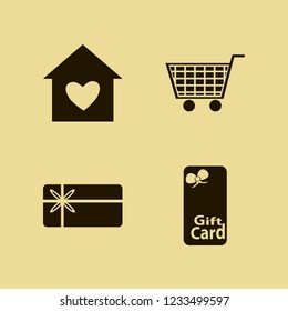 purchase icon. purchase vector icons set house heart, shopping cart and gift card