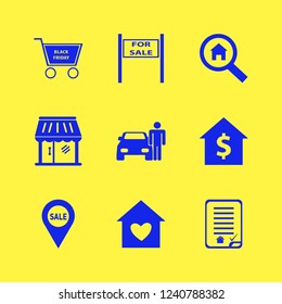 purchase icon. purchase vector icons set shop, sale location, house buying contract and house rent