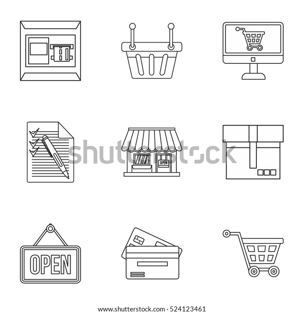 Purchase Icons Set Outline Illustration 9 Stock Vector (Royalty Free