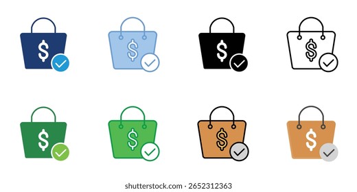 Coleção de estilos múltiplos de definição de vetor de ícones de compra