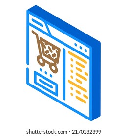 compra en el vector de iconos isométricos de la tienda de Internet. compra en el signo de tienda de Internet. ilustración de símbolo aislado