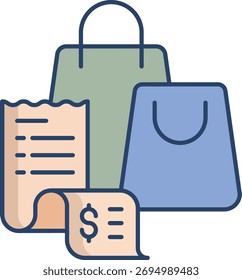 Factura de compra de diseño de iconos de color lineal