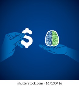 purchase knowledge concept or exchange money and intelligence  vector