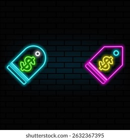 purchase label. dollar symbol. shopping tag and solid icon, market concept, special offer sign. neon style.percent discount label icon in outline style for mobile concept and web design..
