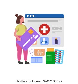 Purchase Medicines through Online Stores Flat Vector Illustration