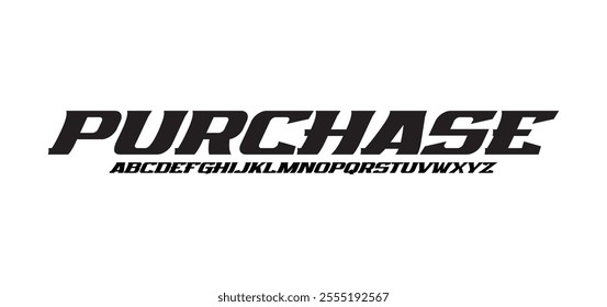 Purchase, modern abstract alphabet fonts. Typography technology, electronic, movie, digital, music, future, logo creative font.
