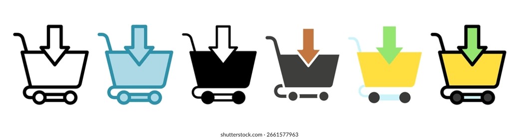 Compra multi estilo, mini icono de ilustración. uso para concepto moderno, impresión, interfaz de usuario, kit de UX, Web y desarrollo de App. Vector relacionado con el comercio, el comercio minorista, el marketing y las compras.