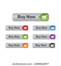 Purchase now by pressing the red button with the trolley cart icon. web button vector flat design Click here banner with a shadow 