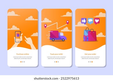 Purchase online onboarding app concept. Mobile design