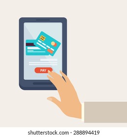 Purchase online, payment by credit card in an e-commerce concept, vector illustration