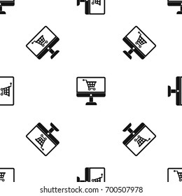 Purchase at online store through computer pattern repeat seamless in black color for any design. Vector geometric illustration