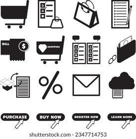 Círculo del icono de lista de iconos de pedido de factura de comercio de pedidos de compra