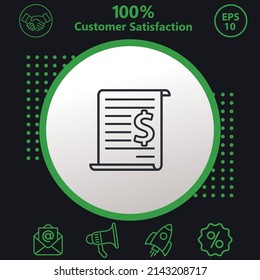 Purchase order icon. Background consisting of green and black colors. modern design