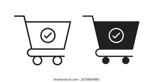 Icono de la orden de compra en el fondo blanco. icono fijado en el contorno negro y el relleno