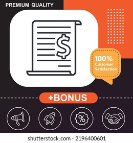 Purchase order icon. With orange and black background