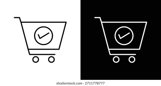 Esquema del icono de pedido de compra. Vector aislado pictograma para el Web