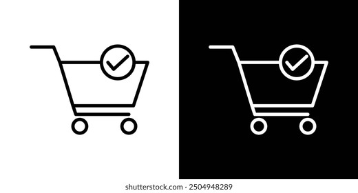 Purchase order icon set in black and white stroke.